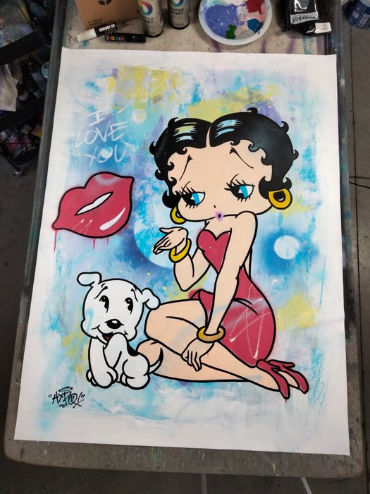 Hipo (1988) - Betty Boop  Pudgy - I love you! (XL Original artwork)