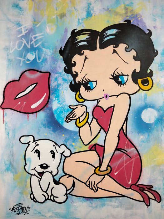 Hipo (1988) - Betty Boop  Pudgy - I love you! (XL Original artwork)