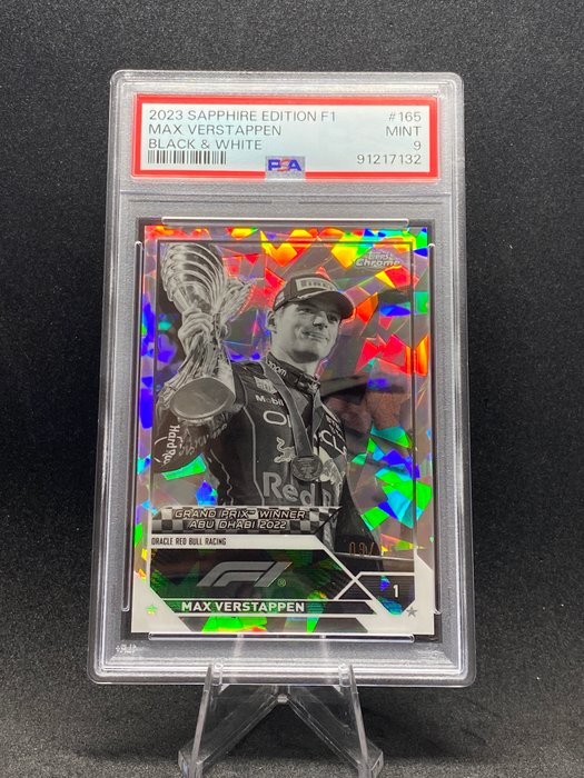 2023 Topps Chrome F1 Sapphire Edition Max Verstappen #165 Black  White 9/15 POP 3! PSA 9 - 1 Graded card