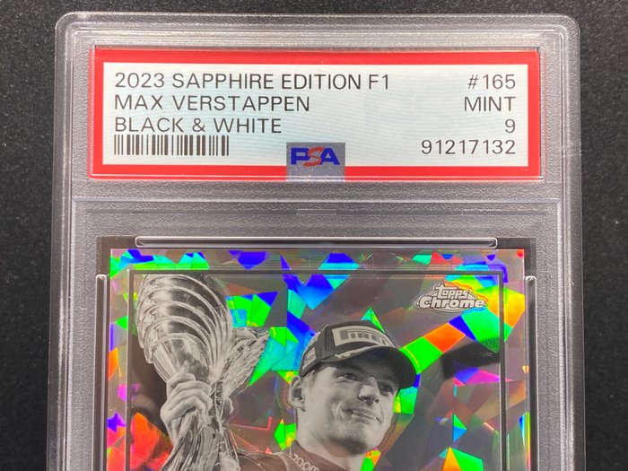 2023 Topps Chrome F1 Sapphire Edition Max Verstappen #165 Black  White 9/15 POP 3! PSA 9 - 1 Graded card