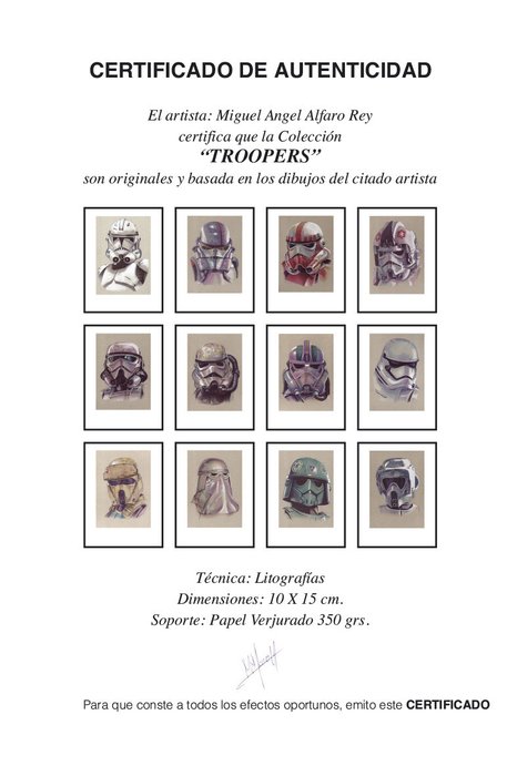 Miguel Angel Alfaro Rey - Star Wars - Litografía Set of 12 - Limited Edition - "TROOPERS" 10x15 cm. - with Coa