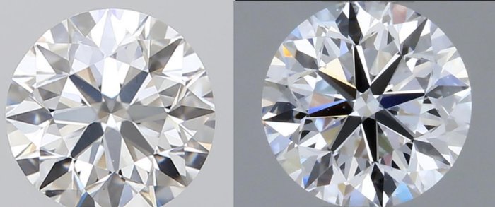 2 pcs Diamant  (Natur)  - 060 ct - Rund - D (farveløs) - VS2 - Gemological Institute of America (GIA) - *Par*