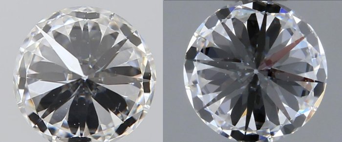 2 pcs Diamant  (Natur)  - 060 ct - Rund - D (farveløs) - VS2 - Gemological Institute of America (GIA) - *Par*