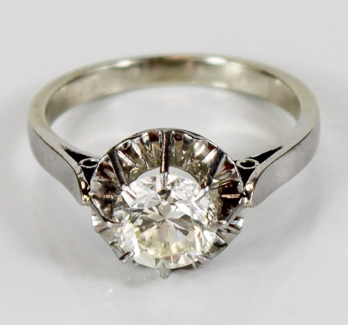 Ring - 18 kraat Hvidguld, Platin -  1.20ct. tw. Diamant (Natur)