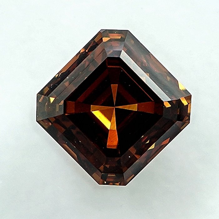 1 pcs Diamant  (Naturfarvet)  - 0.59 ct - Firkantet med slebne hjørner - Fancy deep Orange nuance Gul - SI1 - International Gemological Institute (IGI)