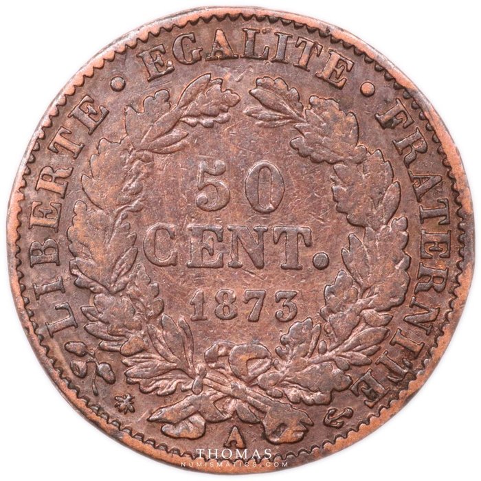 Frankrig 50 Centimes Empreinte 1873 Paris