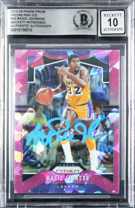 2019 - Panini - Prizm - Magic Johnson - Autograph - #25 - Pink Ice - 1 Graded card - Beckett Autentisk Auto