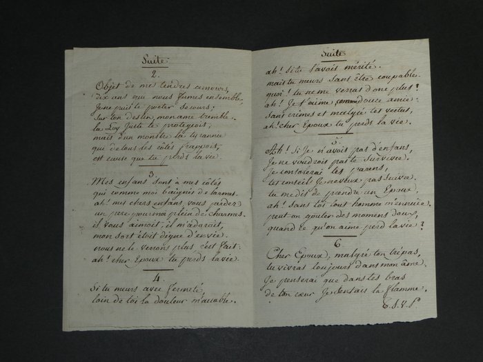 Romance d'un homme condamné à périr sur l'échafaud - Révolution française - La terreur - Manuscrit autographe de 6 pages - 1793