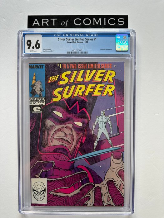 The Silver Surfer Limited Series #1 - Galactus Appearance - CGC Graded 9.6 - Extremely High Grade!! - White Pages!! - 1 Graded comic - Første udgave - 1988