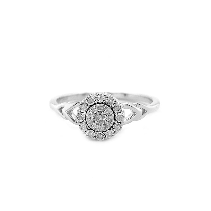 Ingen mindstepris - Ring - 14 karat Hvidguld -  0.12ct. tw. Diamant (Natur)