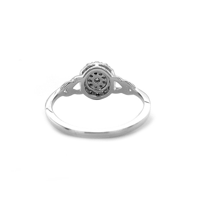 Ingen mindstepris - Ring - 14 karat Hvidguld -  0.12ct. tw. Diamant (Natur)