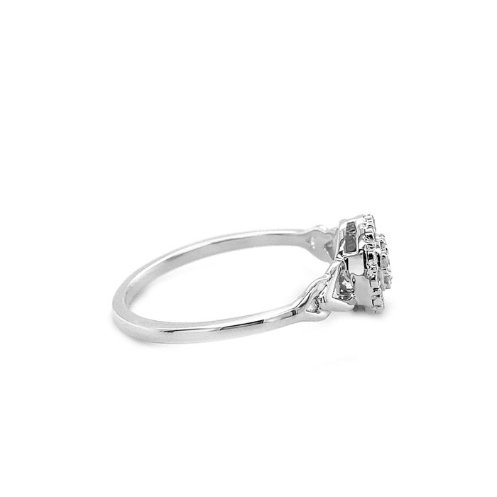 Ingen mindstepris - Ring - 14 karat Hvidguld -  0.12ct. tw. Diamant (Natur)