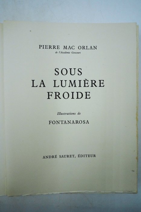 Pierre Mac Orlan / Fontanarosa - Sous la lumière froide - 1965