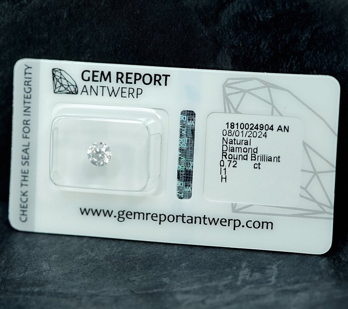 1 pcs Diamant  (Natur)  - 0.72 ct - H - I1 - Gem Report Antwerp (GRA)