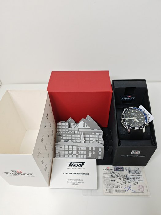 Tissot - Seastar 1000 Chronograph Quartz Black Dial Batman Bezel Men's Swiss Watch  – Brand New *NOS* - Ingen mindstepris - T120.417.17.051.02 - Mænd - 2020+