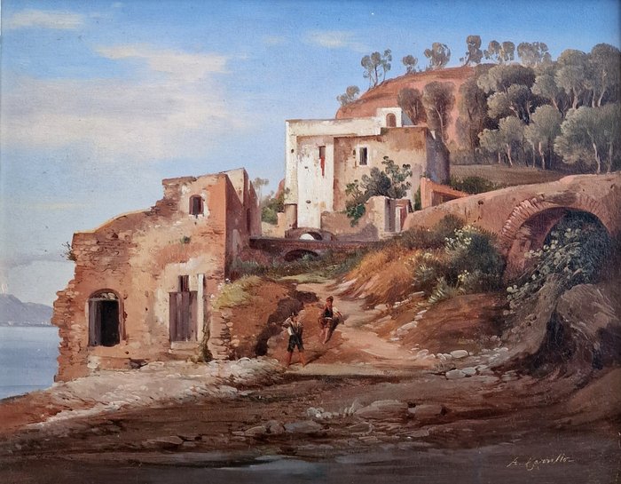 Achille Carrillo (1818-1880) - Paesaggio nei pressi di Sorrento