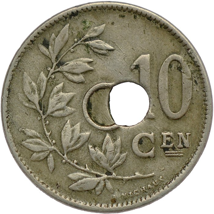 Belgien. Albert I (1909-1934). 10 Centiemen 1921 VL - type Michaux - MINT ERROR: decentered perforation - RARE