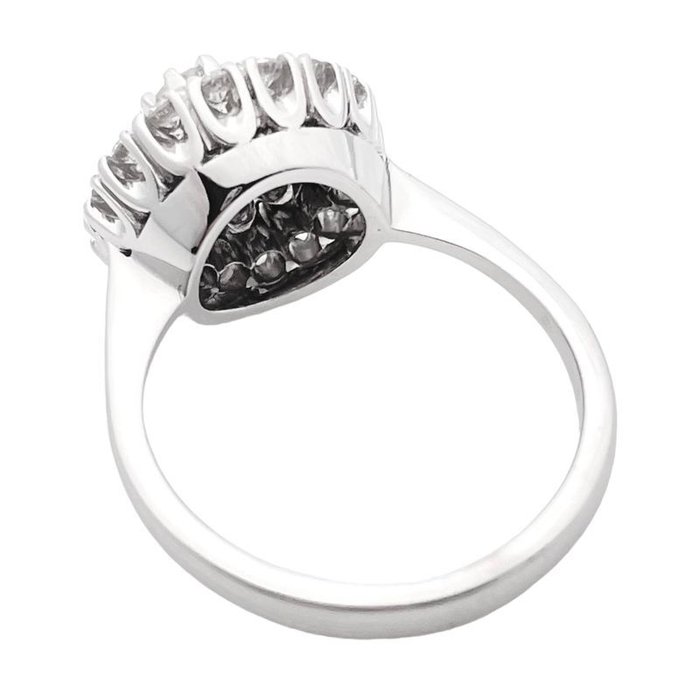 Ring - 14 karat Hvidguld -  1.00ct. tw. Diamant (Natur)  - Diamant - Smaragd diamantring