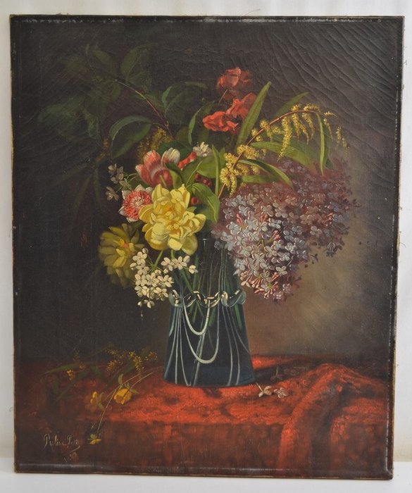 Pauline Petit XXe - Nature morte au bouquet de fleurs