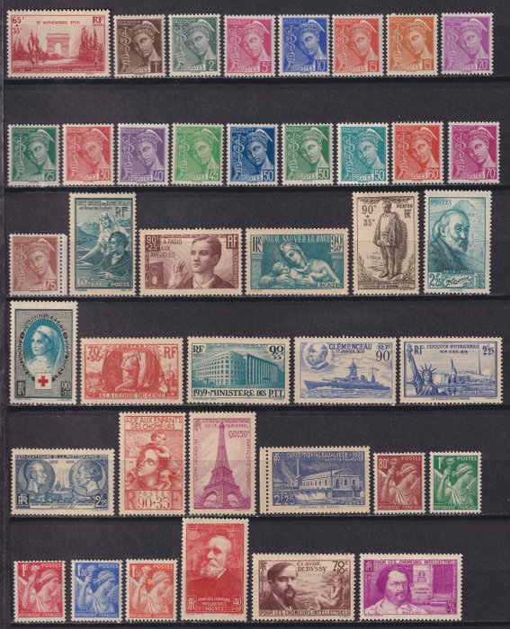 Frankrig 1938/1940 - Parti SM mellem nr. 372 og nr. 469 Ny** inklusive høje værdier. - Yvert