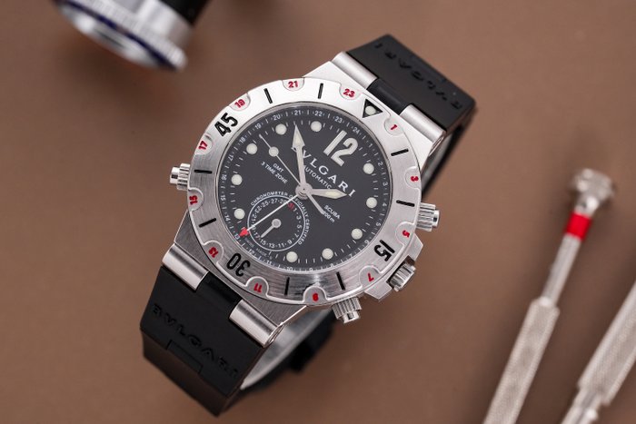 Bvlgari - Diagono Scuba GMT 3 Time Zone - SD 38 S GMT - Mænd - 2000-2010