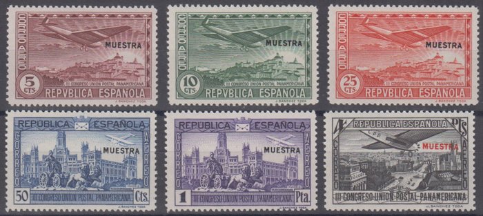 Spanien 1931 - Komplet serie. III Kongressen af Pan American Postal Union. - Edifil 614s/19s y 614M/19M