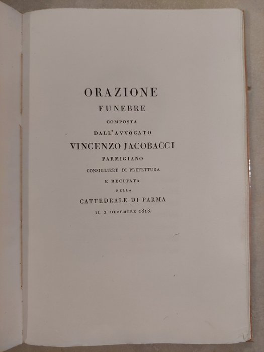 Vincenzo Jacobacci - In morte del cavaliere Giambattista Bodoni sommo tipografo avvenuta il 30 novembre 1813. Limited - 1814