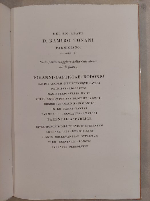 Vincenzo Jacobacci - In morte del cavaliere Giambattista Bodoni sommo tipografo avvenuta il 30 novembre 1813. Limited - 1814