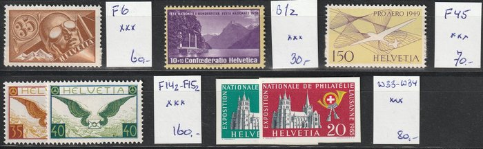 Schweiz 1917/1955 - Valg på et indstikskort med luftpost