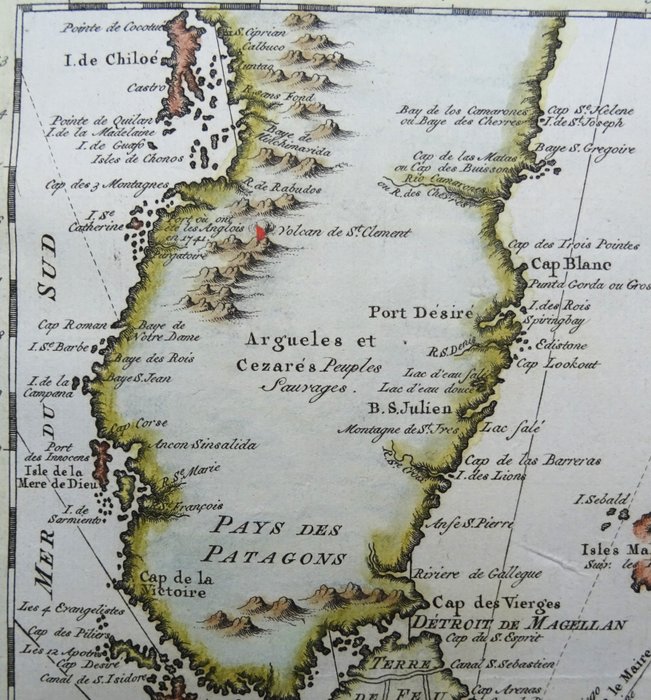 Sydamerika - Argentina / Chile / Patagonien / Islas Malvinas / (Falklandsøerne); J.N. Bellin - Carte reduitè de la partie la plus Meridionale de l'Amerique (..) / Gereduceerde Kaart van het - 1751-1760