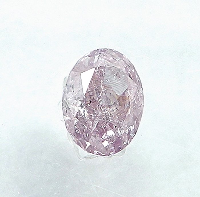 1 pcs Diamant  (Naturfarvet)  - 0.13 ct - Oval - Fancy Lyserød - I3 - International Gemological Institute (IGI)