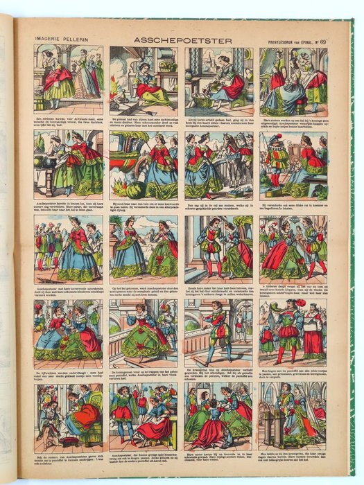 [Centsprenten] Images d'Epinal - Ali-baba en de 40 roovers, de Gelaarsde kat, Roodkapje, Asschepoetster e.a. - 1880