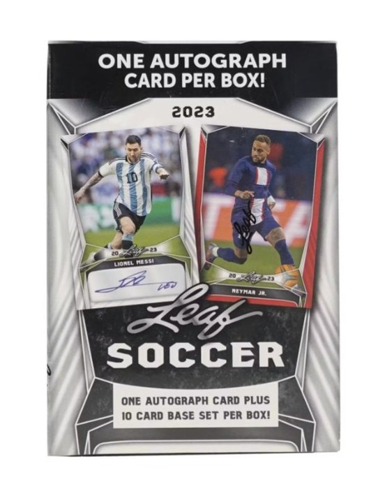 2023 Leaf - 1 Soccer Autograph x Box + 10 Base Cards Soccer - 1 Box - Næsten så god som ny (NM)