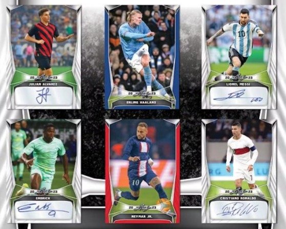 2023 Leaf - 1 Soccer Autograph x Box + 10 Base Cards Soccer - 1 Box - Næsten så god som ny (NM)