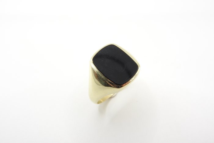 Signetring - 14 karat Gulguld Onyx