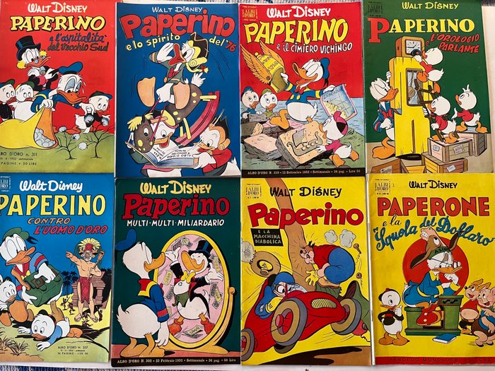 Albi d’oro Paperino Albi d’oro nn. 244, 302, 311, 339, 357 e - n.2, 23, 42 del 1953-54 - 8 Comic - Første udgave - 1951/1954