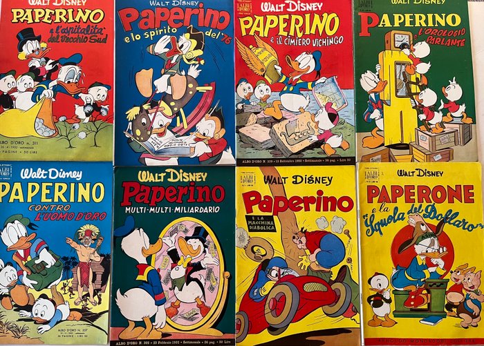 Albi d’oro Paperino Albi d’oro nn. 244, 302, 311, 339, 357 e - n.2, 23, 42 del 1953-54 - 8 Comic - Første udgave - 1951/1954