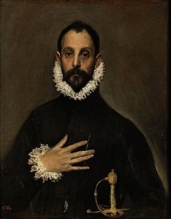 Tony Fernandez - Goofy Inspired By El Greco's "The Nobleman with his Hand on his Chest" (Circa 1580) - Hand Signed