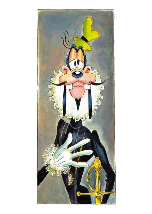 Tony Fernandez - Goofy Inspired By El Greco's "The Nobleman with his Hand on his Chest" (Circa 1580) - Hand Signed