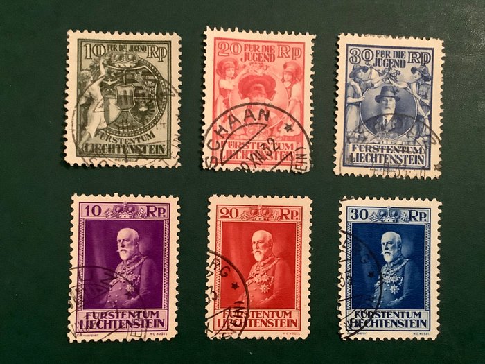 Liechtenstein 1932/1933 - Jugendfursorge og Franz I - Michel 116/118 en 122/124