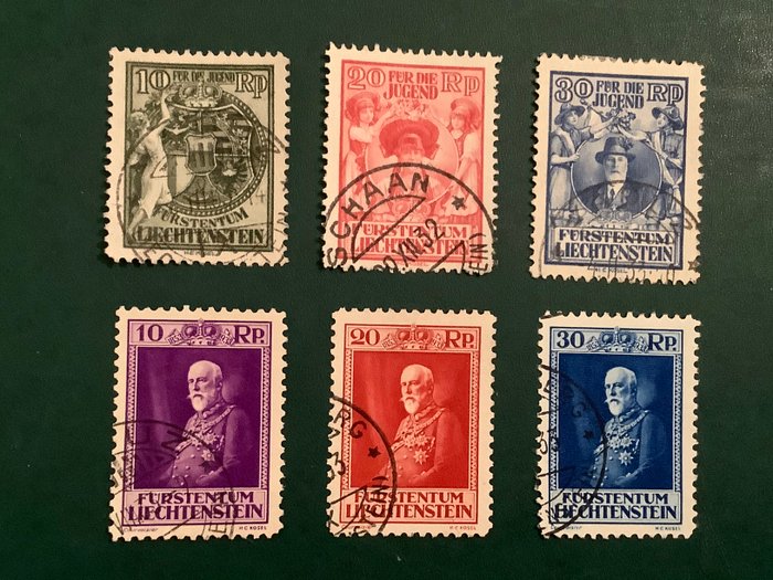 Liechtenstein 1932/1933 - Jugendfursorge og Franz I - Michel 116/118 en 122/124