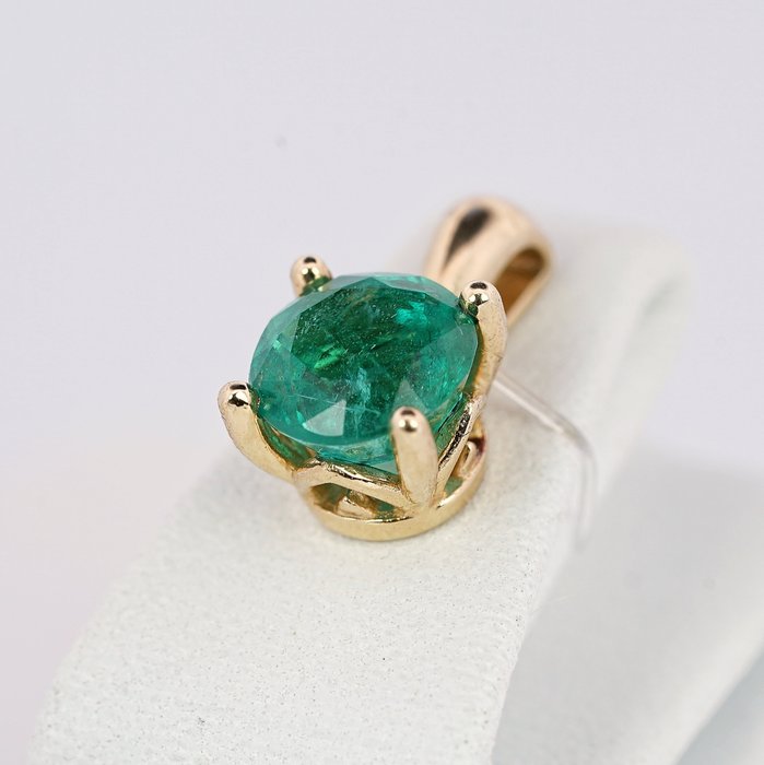 Ingen mindstepris - GJ - Vedhæng - 14 karat Gulguld -  1.05ct. tw. Smaragd - 1,05 ct Emerald