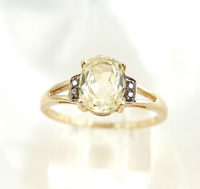 Ingen mindstepris - Ring - 10 kt. Gulguld -  1.44ct. tw. Citrin - Diamant