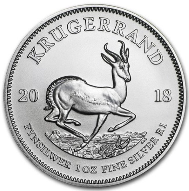 Sydafrika. 1 troy ounce zilveren Krugerrand munt (2018) - 25 stuks  (Ingen mindstepris)