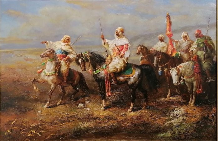 Ecole Orientaliste (XIX-XX), d'Après Adolf Schreyer - Cavalièrs arabes