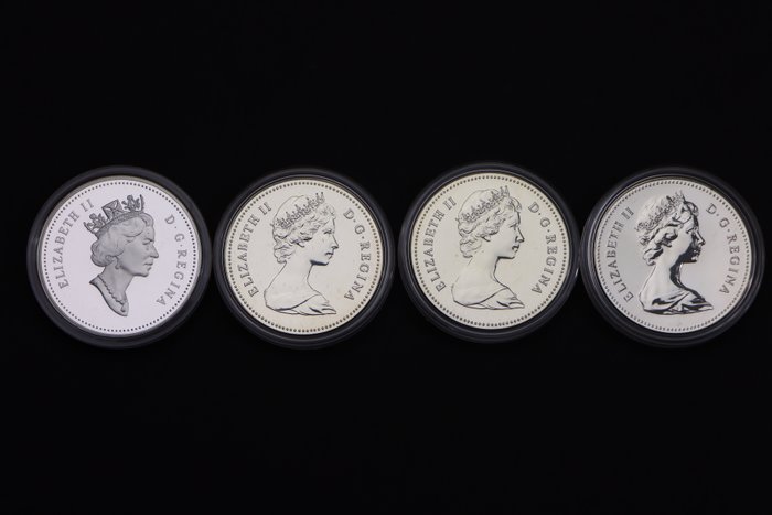 Canada. 1 Dollar 1979/1996 (4 stuks)  (Ingen mindstepris)