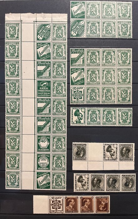 Belgien 1929/1941 - Samling af reklamefrimærker i kombination A/B - PUc A + B