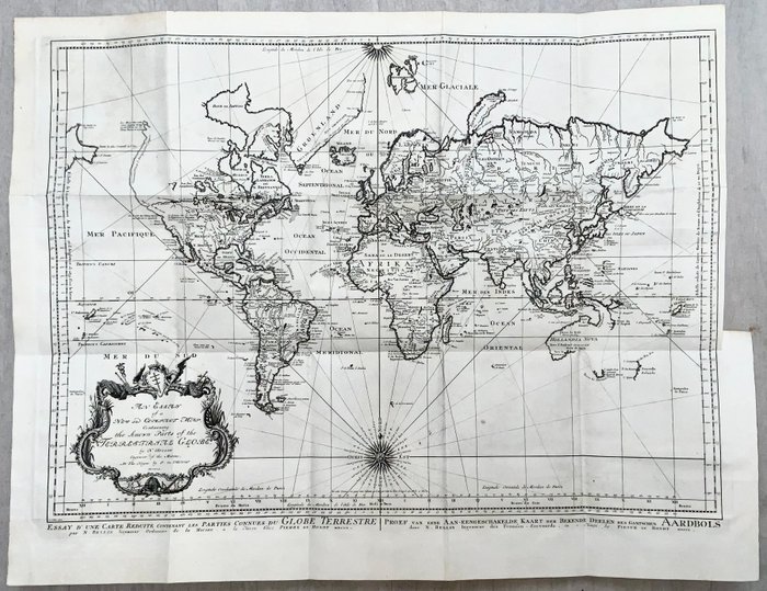 World Map - Verdenskort; Bellin, Jacques Nicholas - An Essay of a New and Compact Map, Containing the known Parts of the Terrestrial Globe, 1750 - 1721-1750