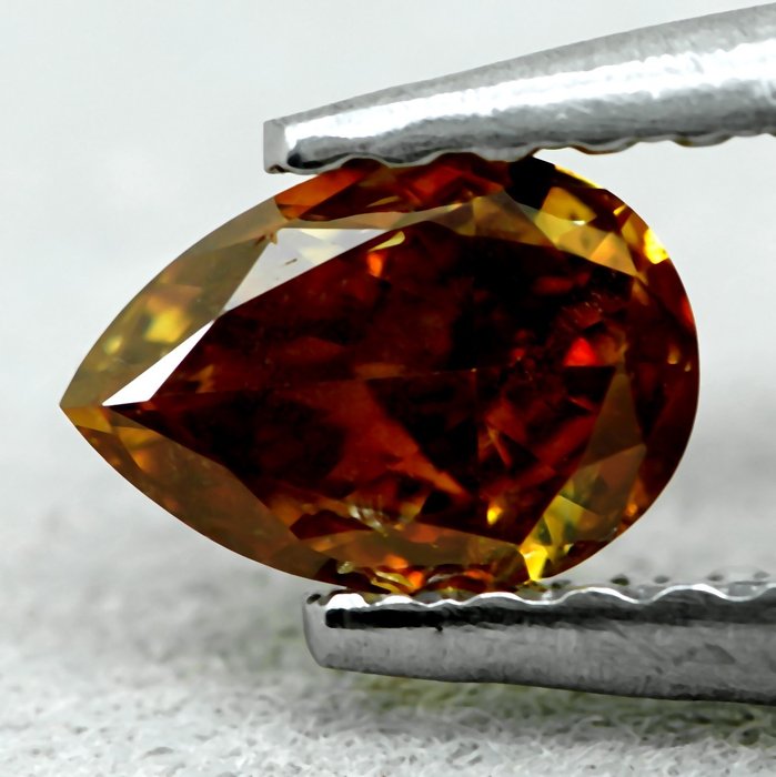 1 pcs Diamant  (Naturfarvet)  - 0.51 ct - Fancy deep Orange - I1 - Gem Report Antwerp (GRA)