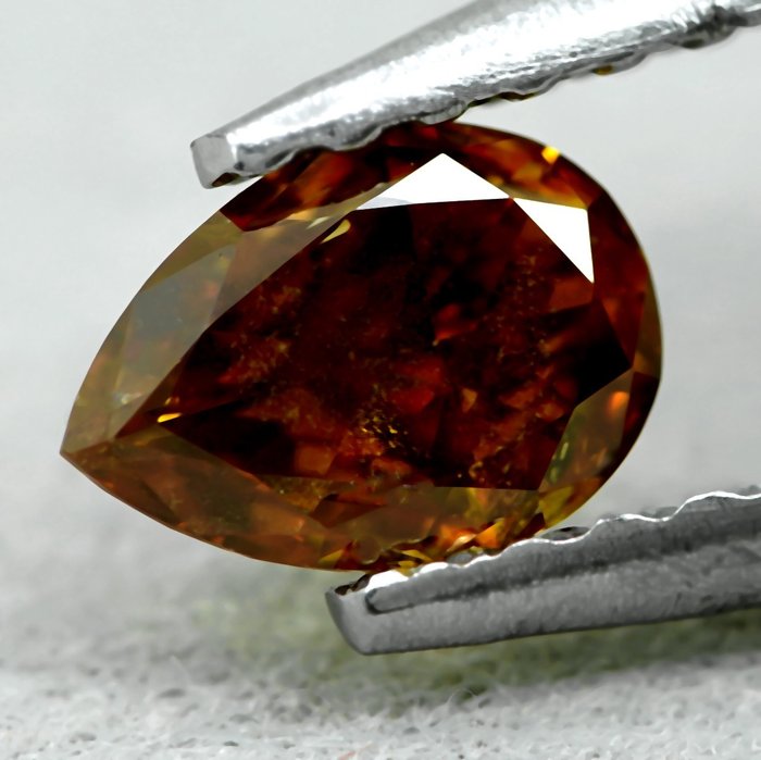 1 pcs Diamant  (Naturfarvet)  - 0.51 ct - Fancy deep Orange - I1 - Gem Report Antwerp (GRA)